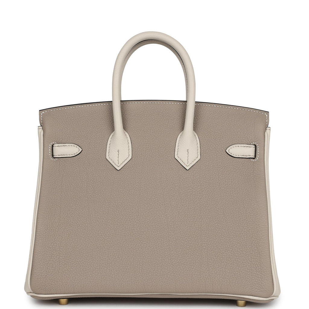 Hermes Special Order (HSS) Birkin 25 Gris Tourterelle and Craie Togo Brushed Gold Hardware - Image 5