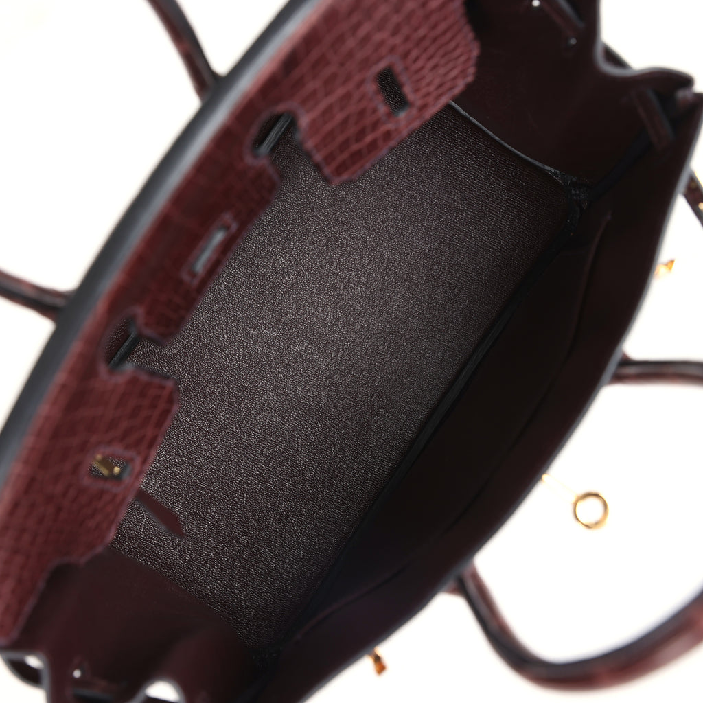 Pre-owned Hermes Birkin 25 Rouge Sellier Matte Porosus Crocodile Gold Hardware - Image 9