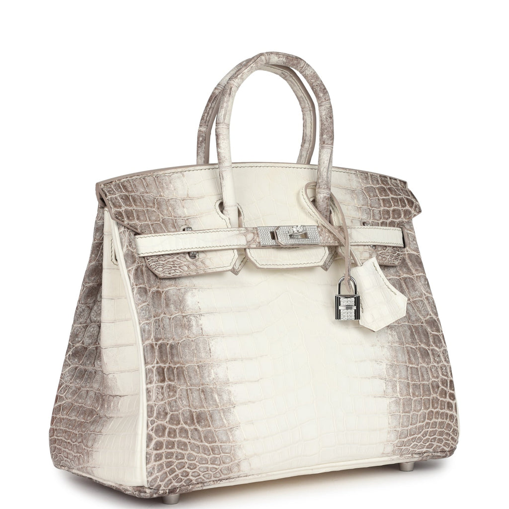 Hermes Birkin 25 Himalaya Niloticus Crocodile Diamond Encrusted Palladium Hardware - Image 3