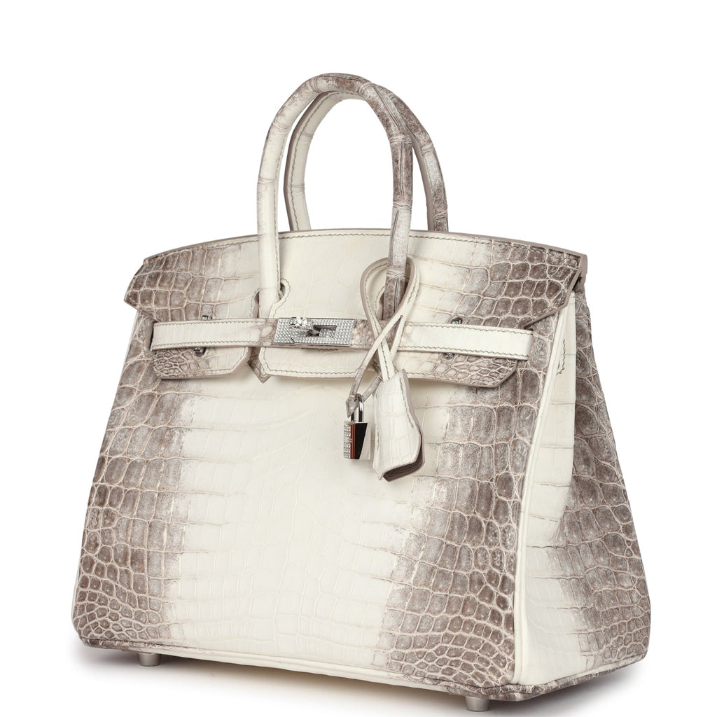 Hermes Birkin 25 Himalaya Niloticus Crocodile Diamond Encrusted Palladium Hardware - Image 6