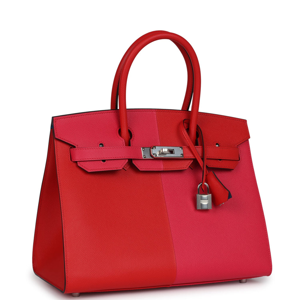 Hermes Casaque Birkin Sellier 30 Rouge De Coeur and Rose Extreme Epsom Palladium Hardware - Image 3