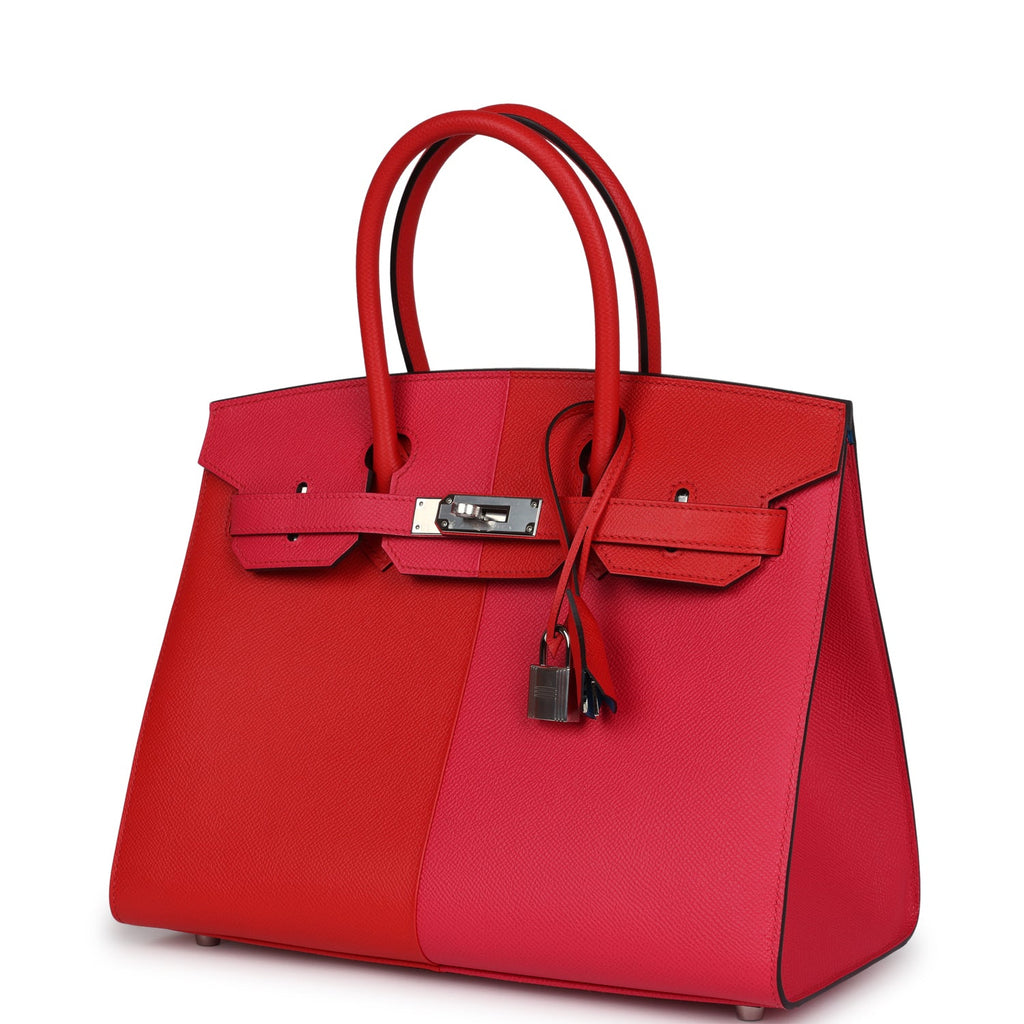 Hermes Casaque Birkin Sellier 30 Rouge De Coeur and Rose Extreme Epsom Palladium Hardware - Image 6