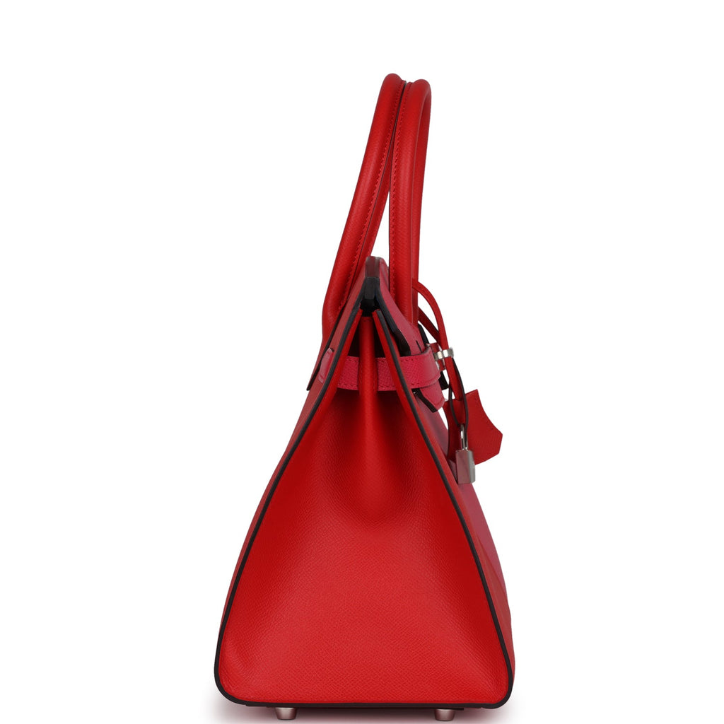 Hermes Casaque Birkin Sellier 30 Rouge De Coeur and Rose Extreme Epsom Palladium Hardware - Image 4