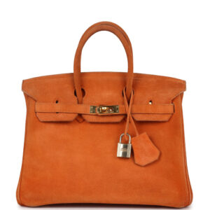 Vintage Hermes Birkin 25 Orange Doblis Gold Hardware
