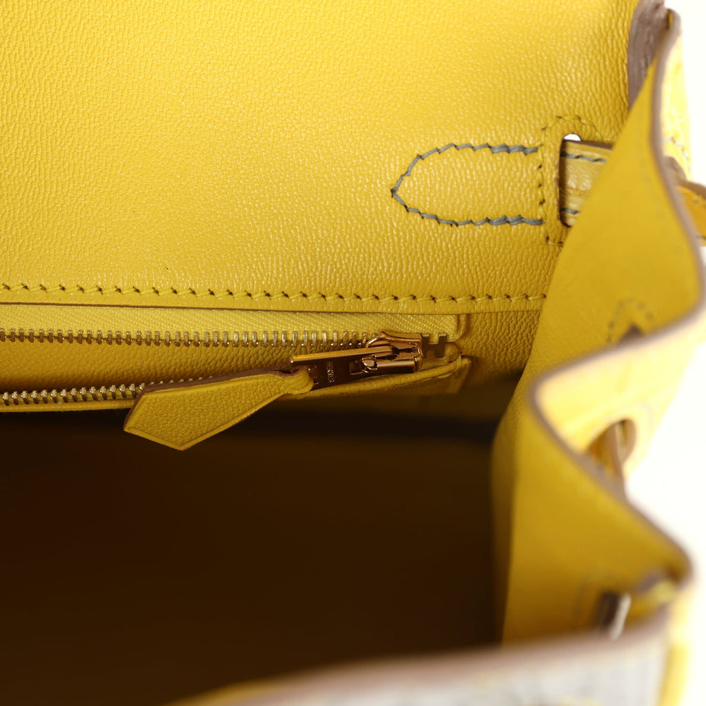 Hermes Special Order (HSS) Birkin 25 Gris Perle and Mimosa Matte Alligator Brushed Gold Hardware - Image 10