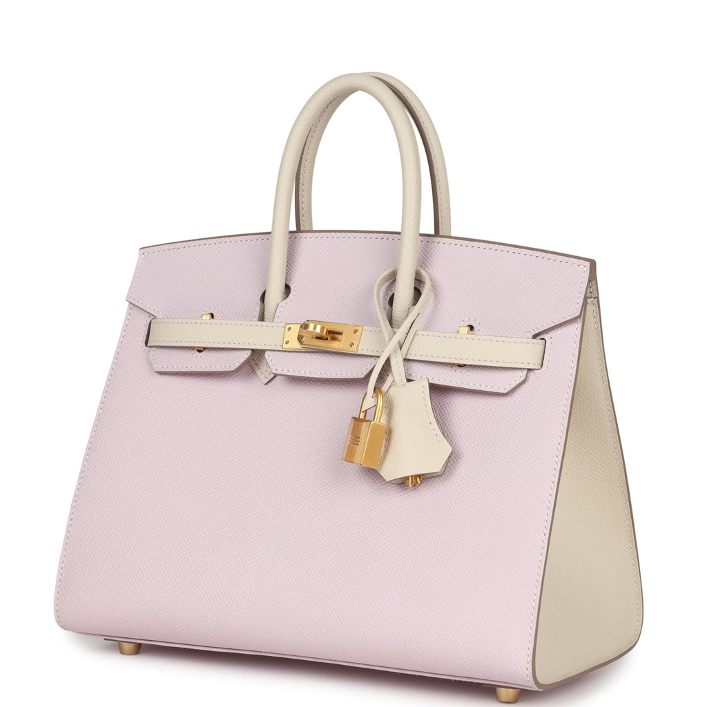 Hermes Special Order (HSS) Birkin Sellier 25 Mauve Pale and Craie Epsom Brushed Gold Hardware - Image 6