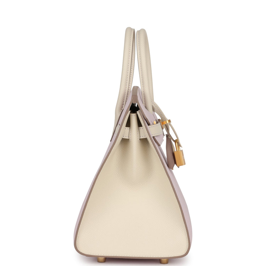 Hermes Special Order (HSS) Birkin Sellier 25 Mauve Pale and Craie Epsom Brushed Gold Hardware - Image 4
