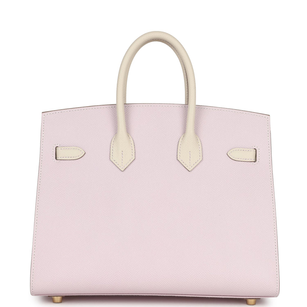 Hermes Special Order (HSS) Birkin Sellier 25 Mauve Pale and Craie Epsom Brushed Gold Hardware - Image 5