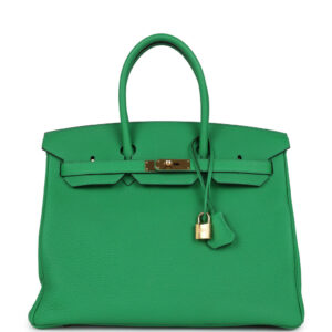 Pre-owned Hermes Birkin 35 Bambou Togo Gold Hardware