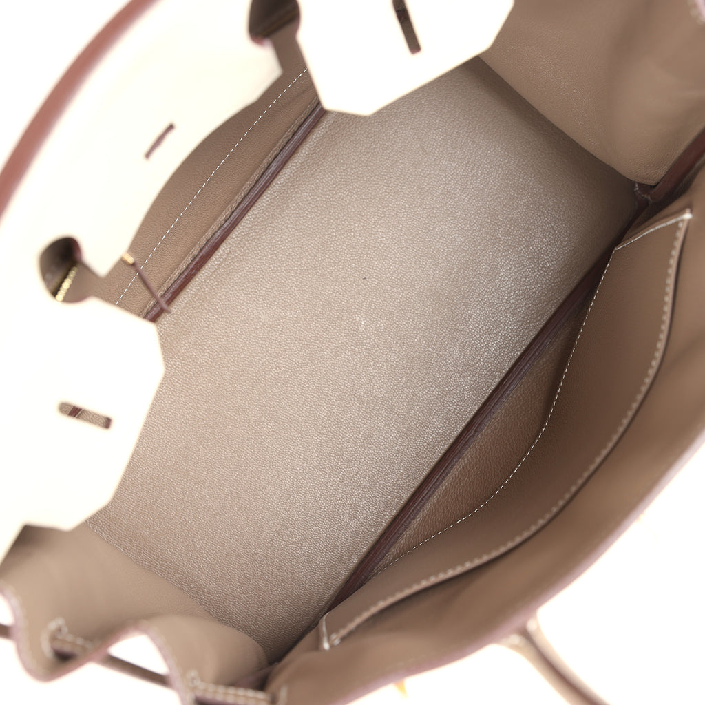 Hermes Special Order (HSS) Birkin 30 Etoupe and Craie Togo Brushed Gold Hardware - Image 9