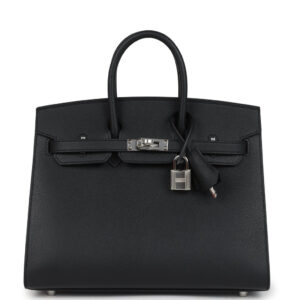 Hermes Birkin Sellier 25 Black Epsom Palladium Hardware
