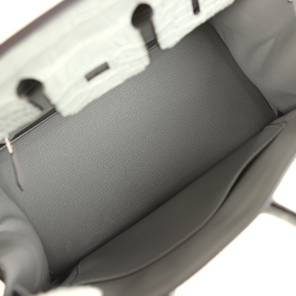 Hermes Birkin 25 Gris Meyer Togo and Gris Ciment Matte Alligator Touch Palladium Hardware - Image 9