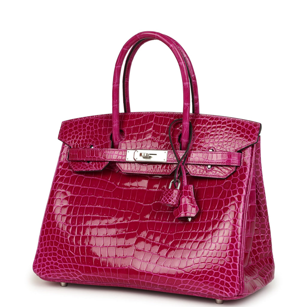 Pre-owned Hermes Birkin 30 Rose Poupre Shiny Porosus Crocodile Palladium Hardware - Image 6
