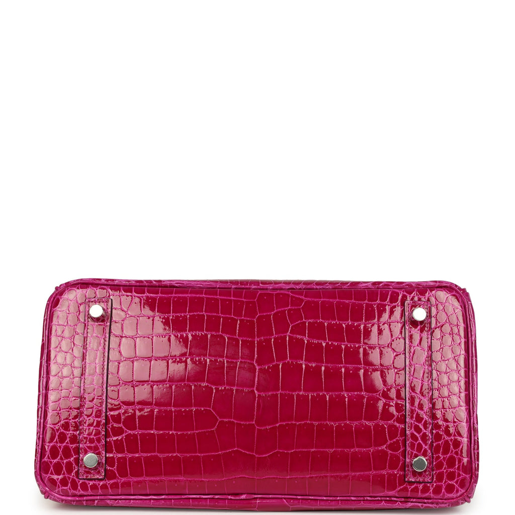 Pre-owned Hermes Birkin 30 Rose Poupre Shiny Porosus Crocodile Palladium Hardware - Image 7