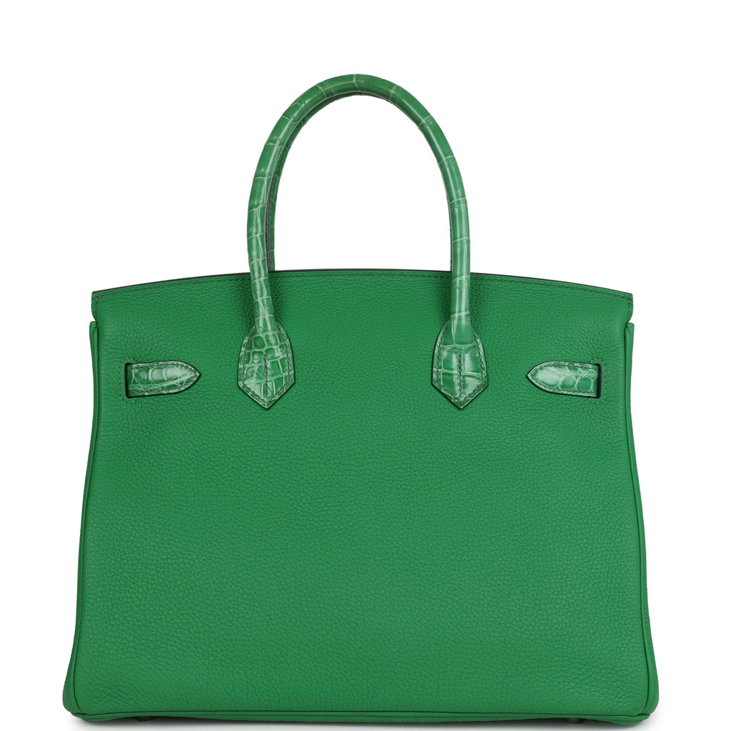 Pre-owned Hermes Birkin 30 Bambou Togo and Shiny Niloticus Crocodile Touch Palladium Hardware - Image 5
