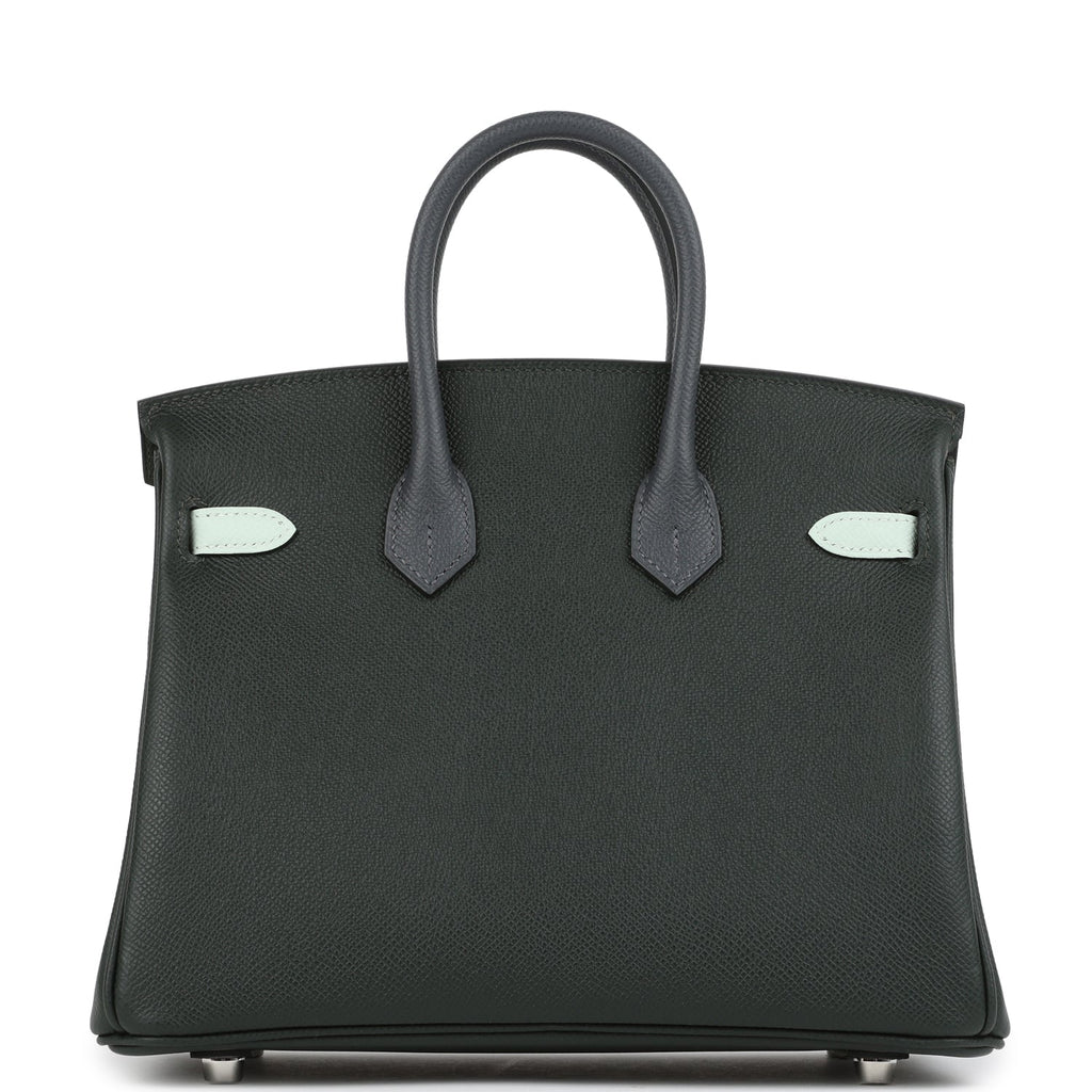 Hermes Birkin 25 Tricolor Vert Fonce, Ardoise and Vert Peppermint Epsom Palladium Hardware - Image 5