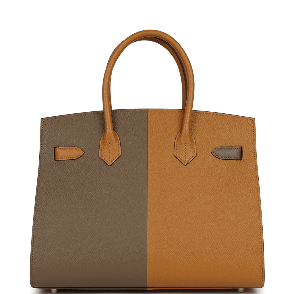 Pre-owned Hermes Casaque Birkin Sellier 30 Sesame and Etoupe Epsom Palladium Hardware - Image 5