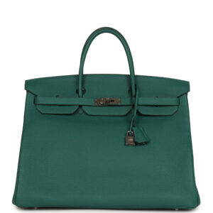 Pre-owned Hermes Birkin 40 Malachite Togo Palladium Hardware