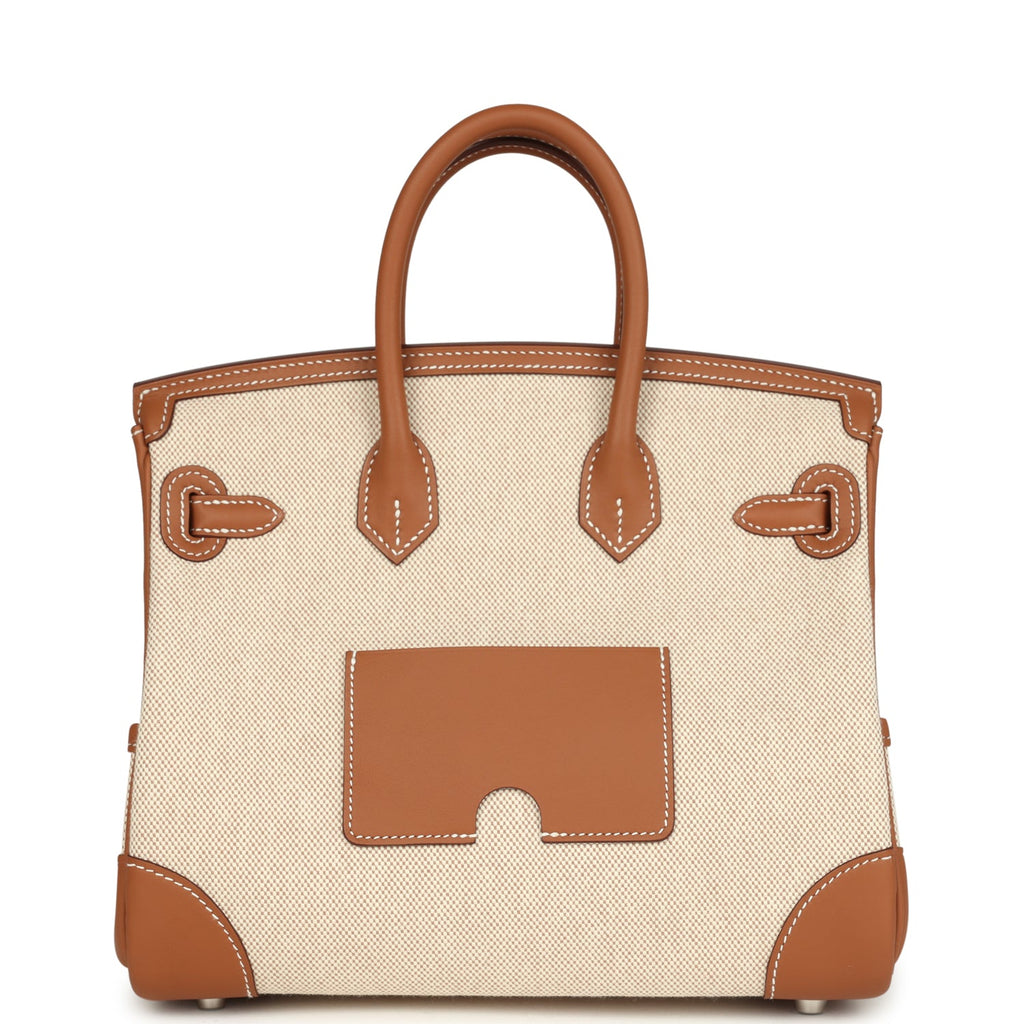 Hermes Birkin 25 Cargo Ecru-Beige Toile H and Gold Swift Palladium Hardware - Image 5