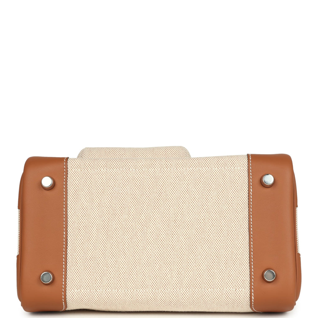 Hermes Birkin 25 Cargo Ecru-Beige Toile H and Gold Swift Palladium Hardware - Image 7