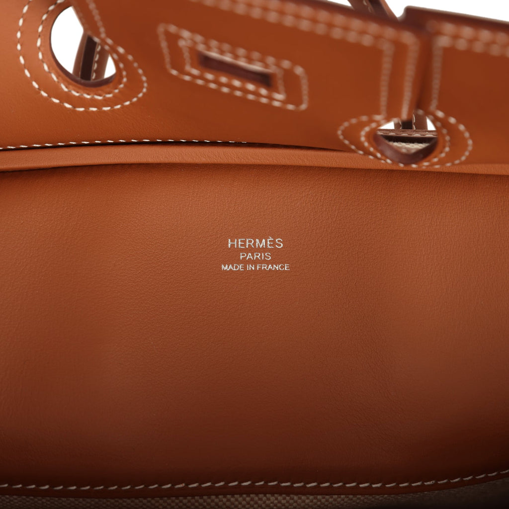 Hermes Birkin 25 Cargo Ecru-Beige Toile H and Gold Swift Palladium Hardware - Image 8