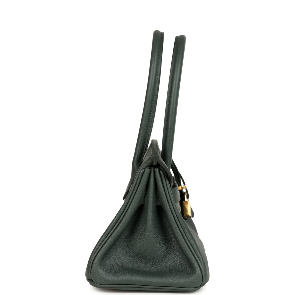 Hermes Shoulder Birkin Light 29 Vert Mangrove Evercolor Permabrass Hardware - Image 4
