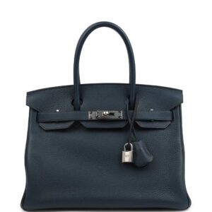 Hermes Birkin 30 Bleu De Prusse Verso Clemence Palladium Hardware