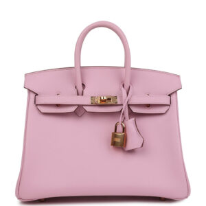 Hermes Birkin 25 Mauve Sylvestre Swift Rose Gold Hardware