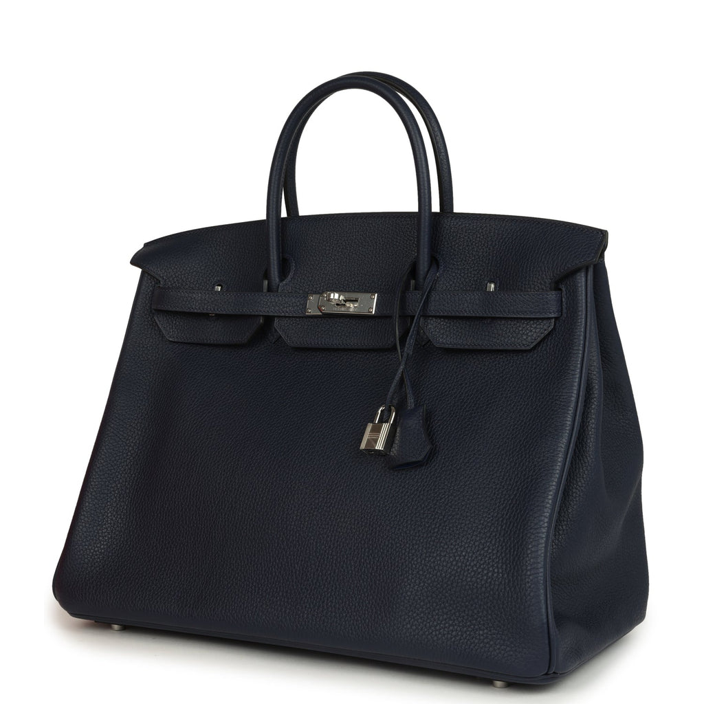 Hermes Special Order (HSS) Birkin 40 Bleu Nuit Verso Togo Palladium Hardware - Image 6