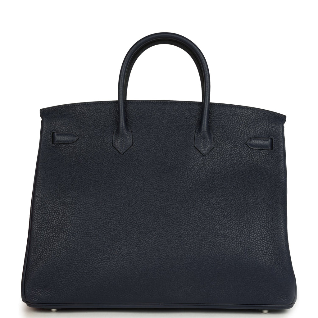 Hermes Special Order (HSS) Birkin 40 Bleu Nuit Verso Togo Palladium Hardware - Image 5