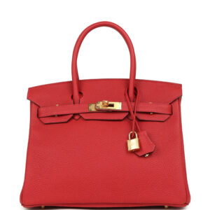 Hermes Birkin 30 Rouge Casaque Togo Gold Hardware