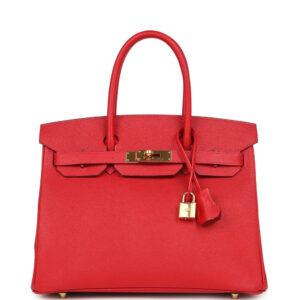 Pre-owned Hermes Birkin 30 Rouge Casaque Epsom Gold Hardware