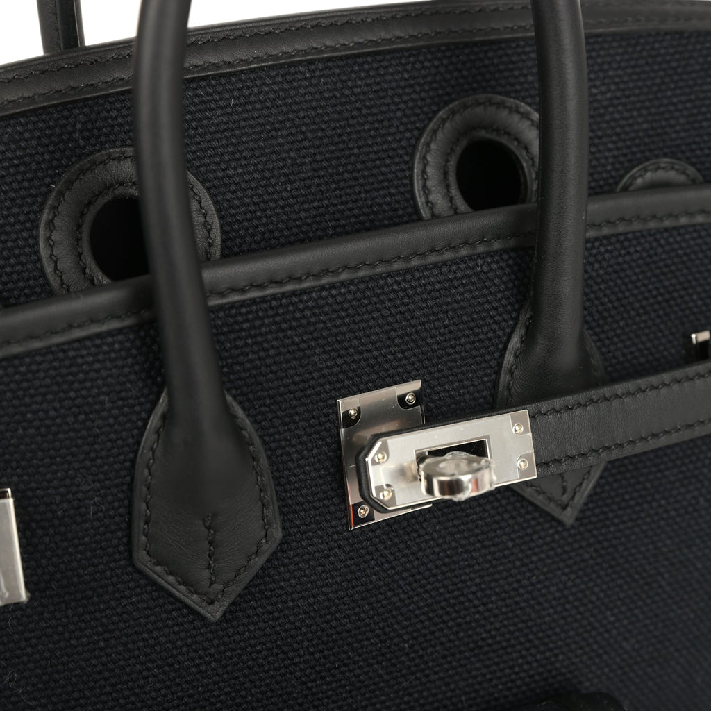 Hermes Birkin 25 Cargo Black Toile Goeland and Black Swift Palladium Hardware - Image 8