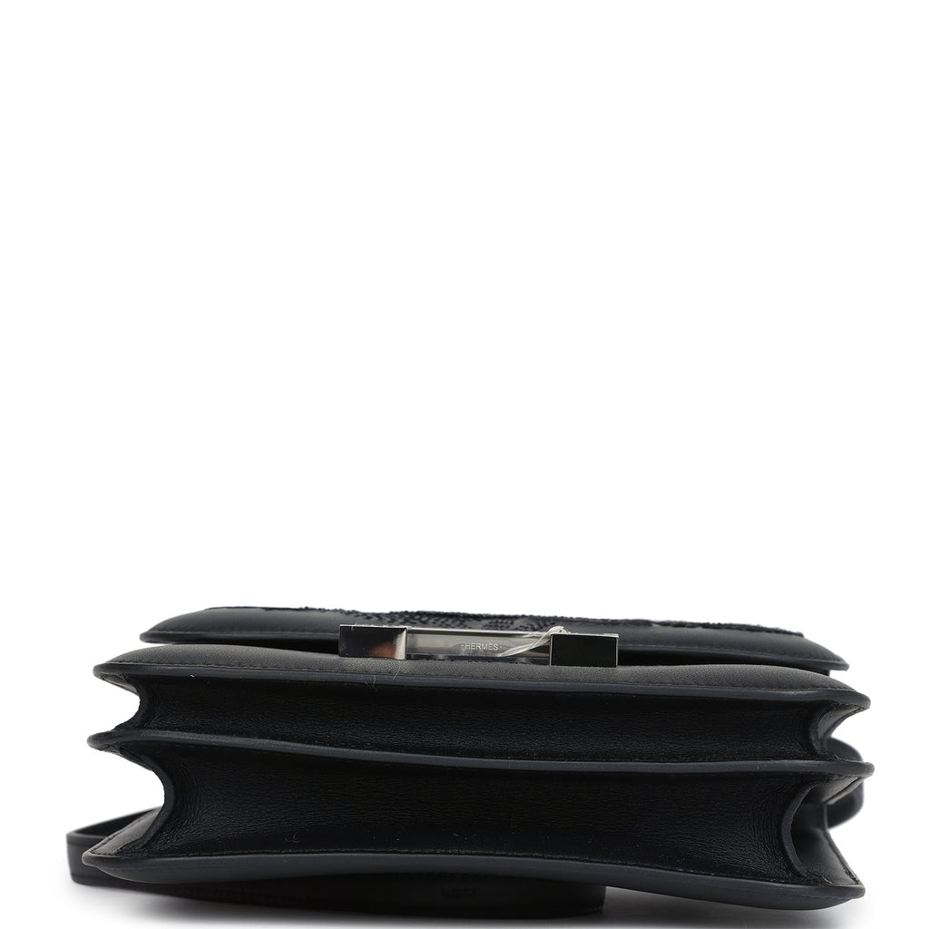 Hermes Constance 18 "Dancing Flowers" Black Embroidered Swift Palladium Hardware - Image 8