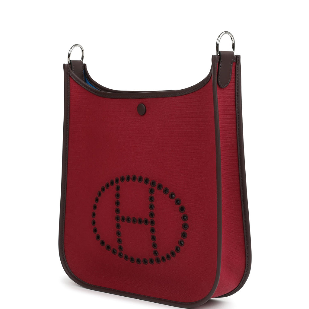 Hermes Neo Evelyne PM Rubis Officier Canvas and Rouge Sellier Swift Palladium Hardware - Image 6