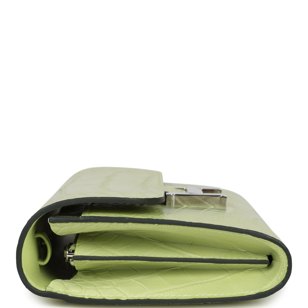 Hermes Constance Wallet To Go Jaune Bourgeon Matte Alligator Palladium Hardware - Image 4