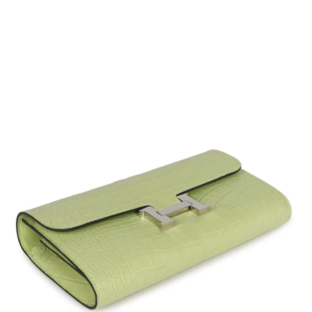 Hermes Constance Wallet To Go Jaune Bourgeon Matte Alligator Palladium Hardware - Image 7