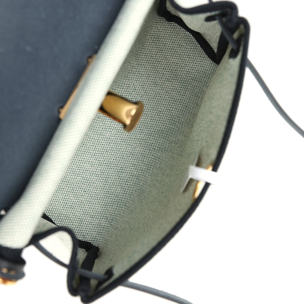 Hermes Herbag Zip 20 Mini Ecru and Vert Moyen Toile H Canvas and Black Vache Hunter Gold Hardware - Image 12