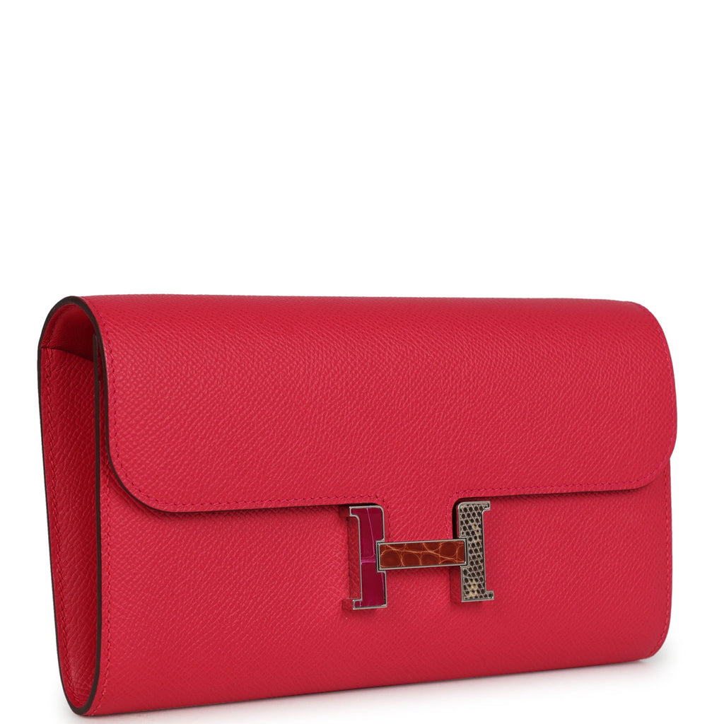 Pre-owned Hermes Constance Wallet To Go Rose Extreme Marquette Epsom Palladium Hardware - Image 3