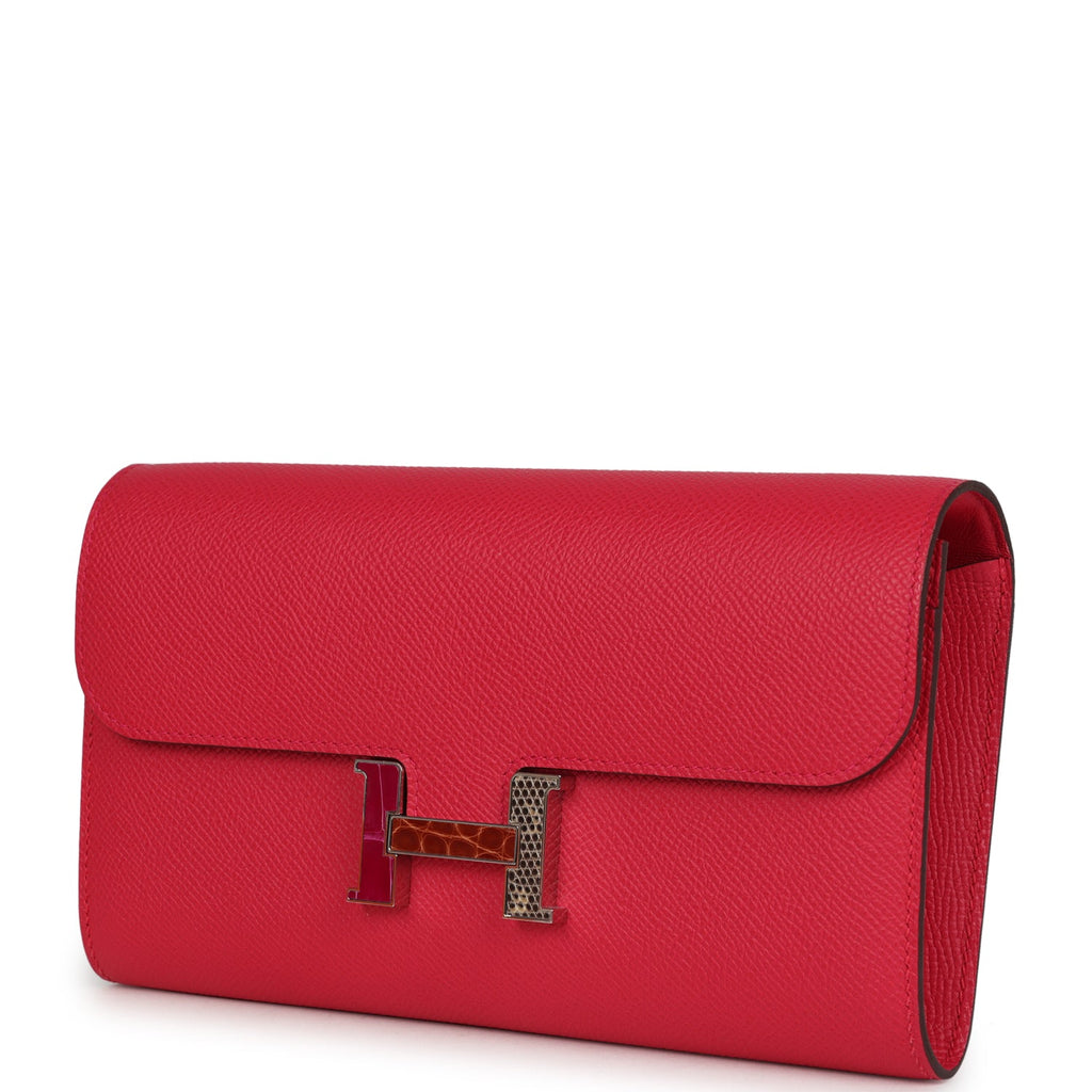 Pre-owned Hermes Constance Wallet To Go Rose Extreme Marquette Epsom Palladium Hardware - Image 6