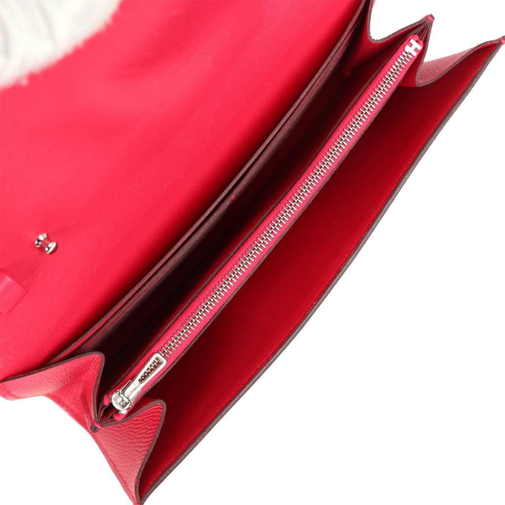 Pre-owned Hermes Constance Wallet To Go Rose Extreme Marquette Epsom Palladium Hardware - Image 8