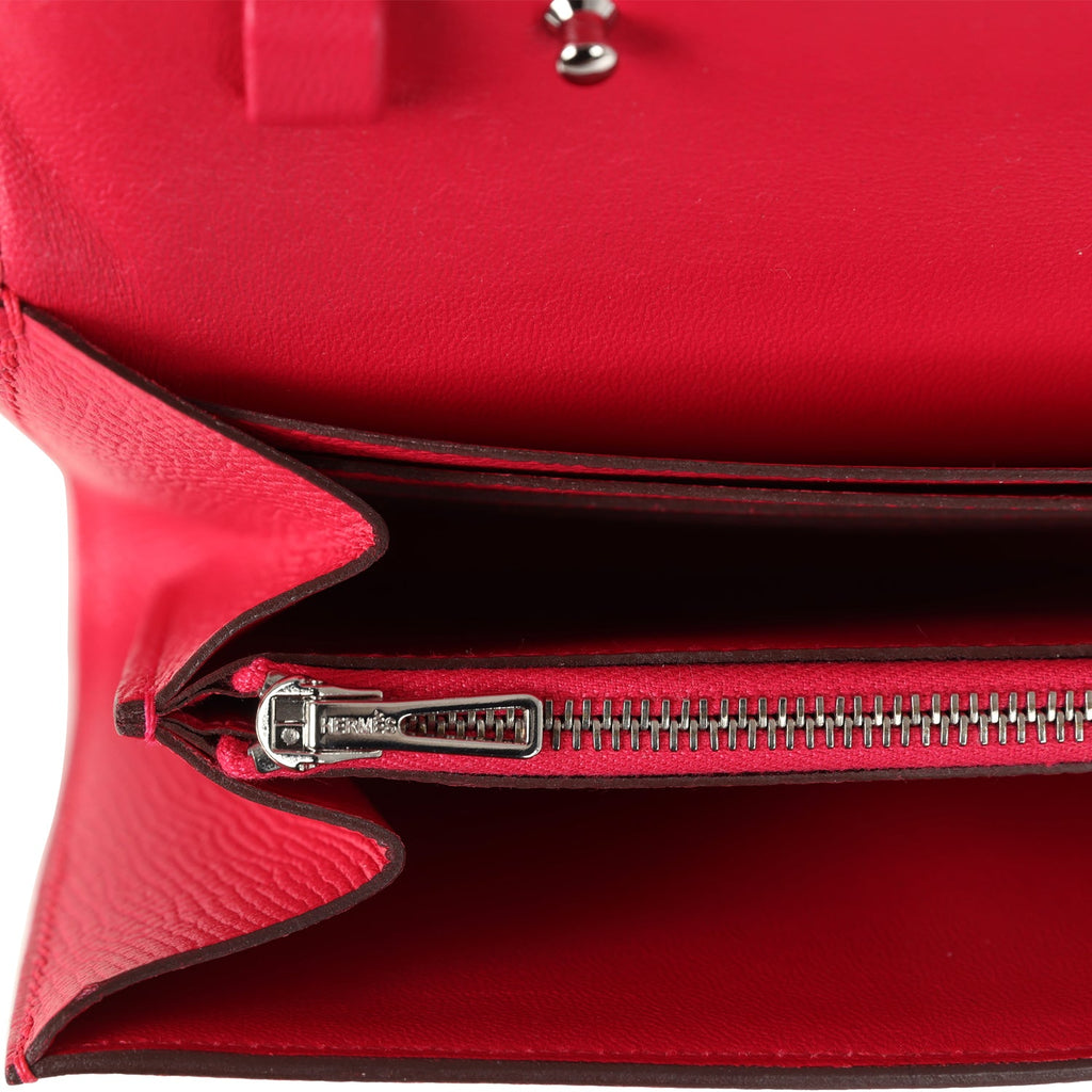 Pre-owned Hermes Constance Wallet To Go Rose Extreme Marquette Epsom Palladium Hardware - Image 9