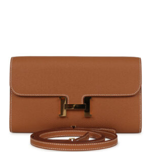 Pre-owned Hermes Constance Wallet To Go Gold Epsom Gold Hardware