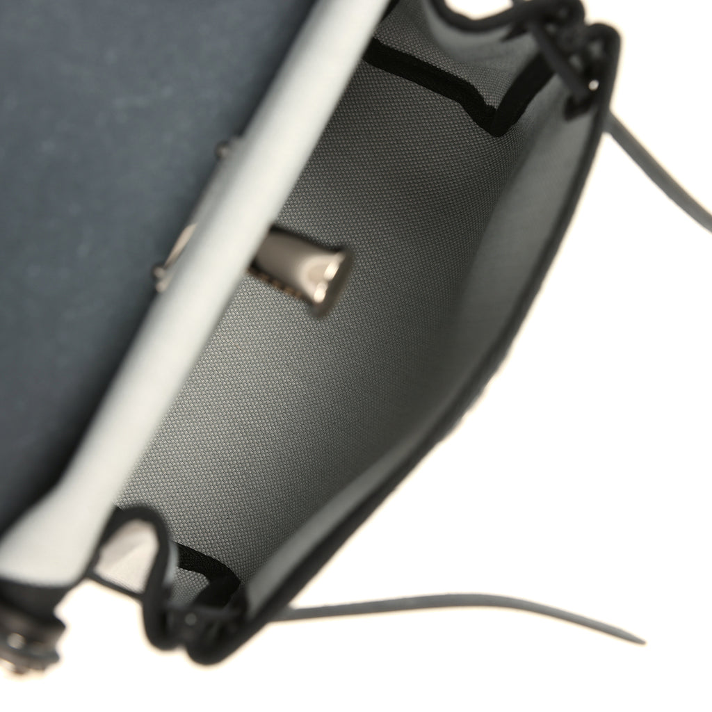 Hermes Herbag Zip 20 Mini Gris Pantin Toile Militaire Canvas and Black Vache Hunter Palladium Hardware - Image 11