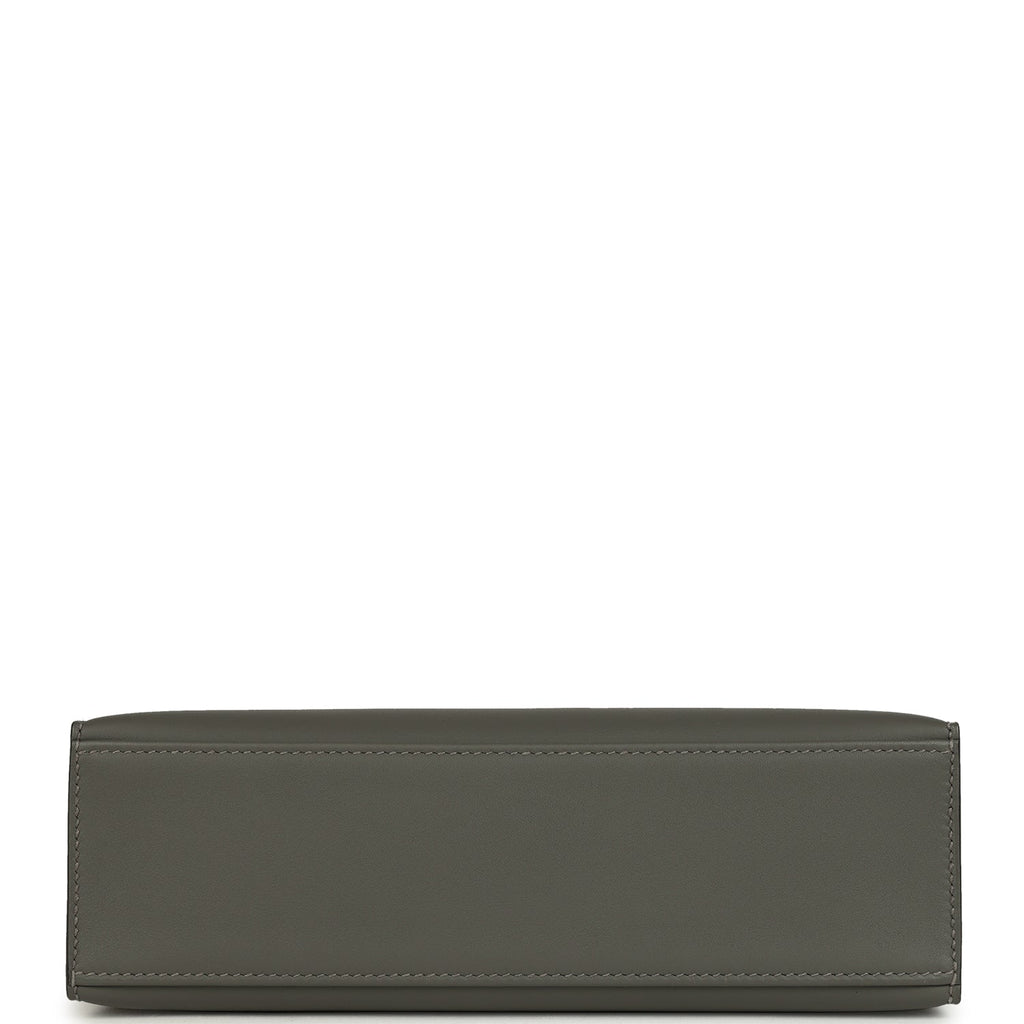 Hermes Special Order (HSS) Kelly Pochette Gris Meyer Verso Swift Permabrass Hardware - Image 7