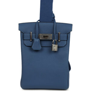 Hermes HAC A Dos PM Backpack Blue Tie Togo Palladium Hardware