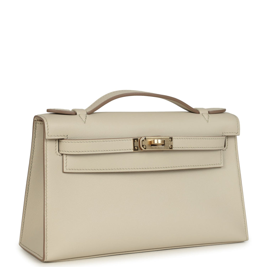 Hermes Special Order (HSS) Kelly Pochette Beton Verso Swift Permabrass Hardware - Image 3