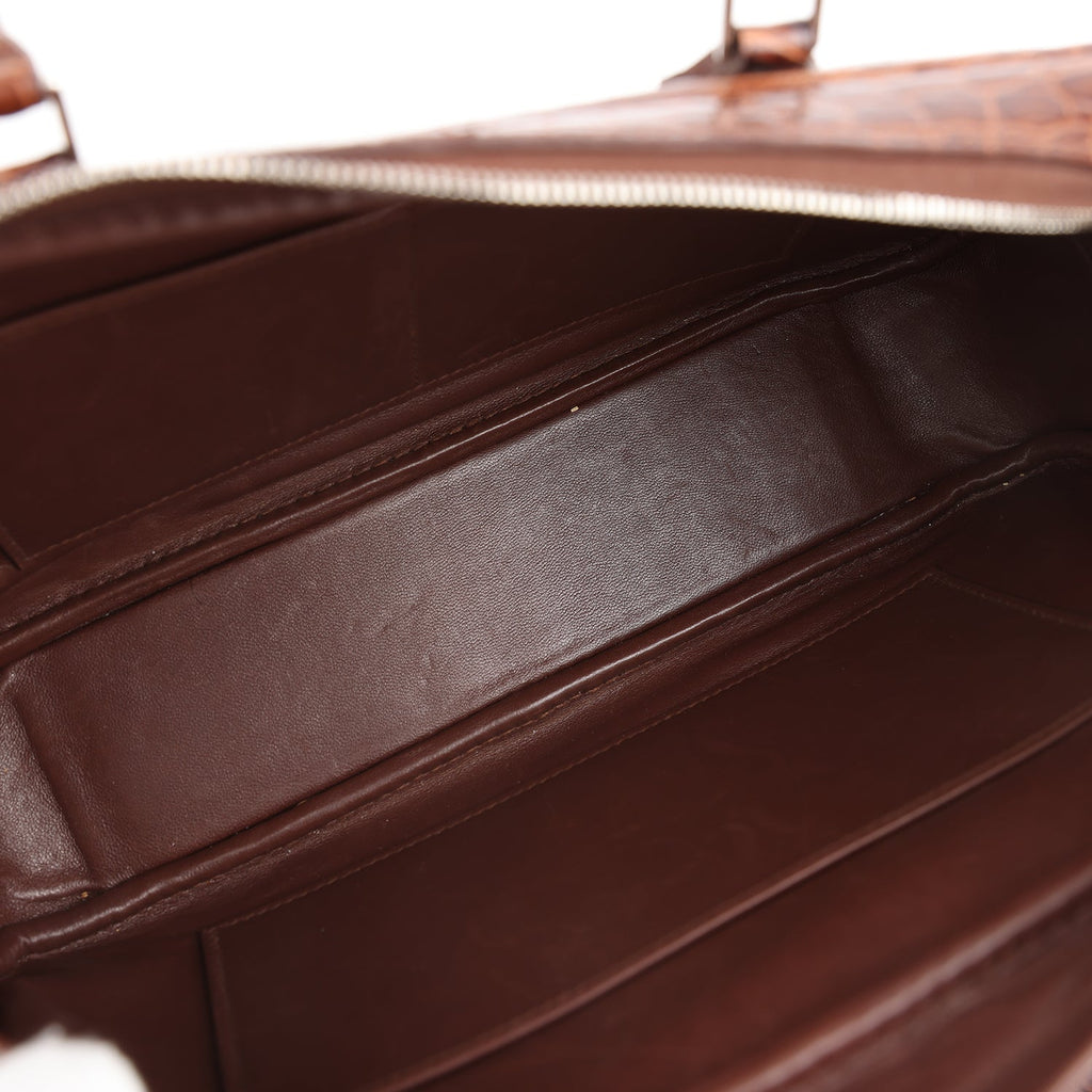 Pre-owned Hermes Plume Elan 28 Miel Shiny Alligator Palladium Hardware - Image 10