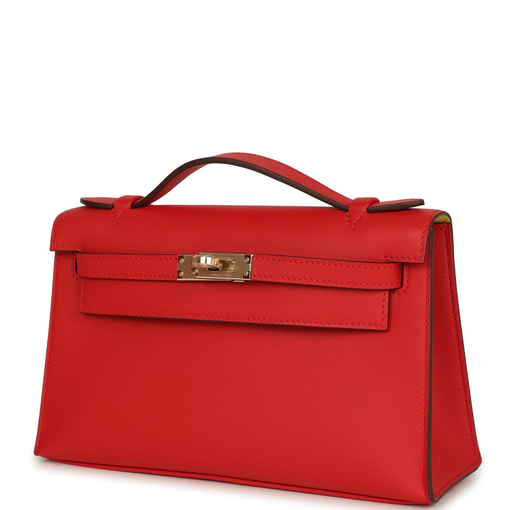 Hermes Special Order (HSS) Kelly Pochette Rouge de Coeur Verso Swift Permabrass Hardware - Image 6