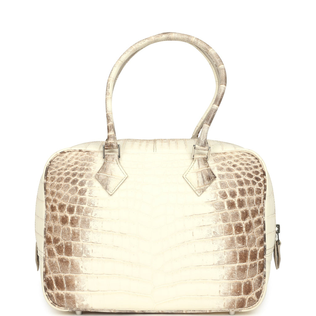 Pre-owned Hermes Plume 28 Himalaya Matte Niloticus Crocodile Palladium Hardware - Image 5